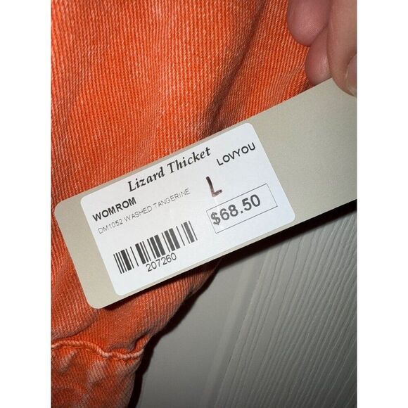 NWT SWEET DUET DISTRESSED DENIM ROMPER IN ORANGE Size Large - Picture 8 of 16